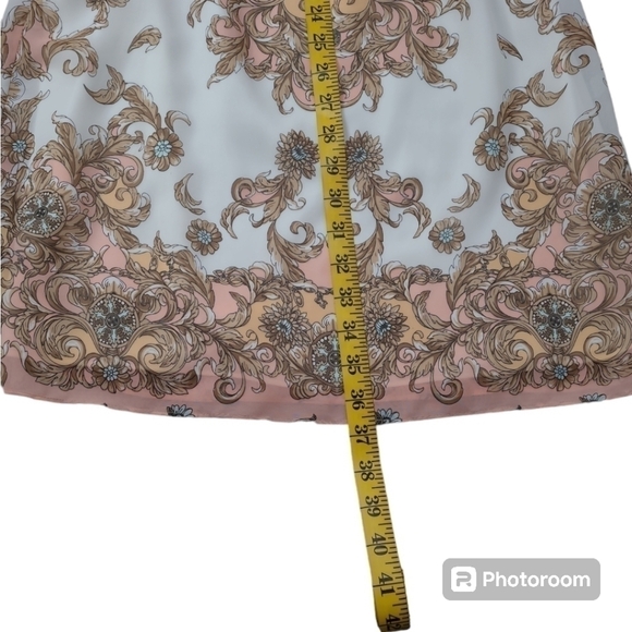 Antonio Melanie Dress Neutral Paisley Print Bell 3/4 Sleeve Elegant Size 0 - Picture 13 of 16